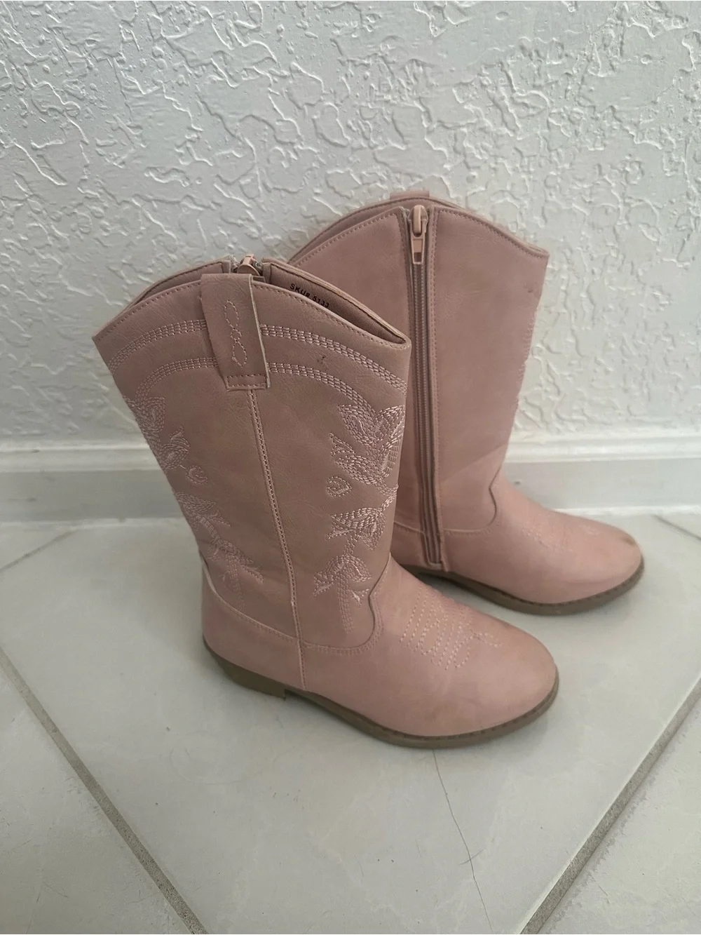 Kensie Girl Dusty Pink Mid-Calf Western Boots with Side Zip
